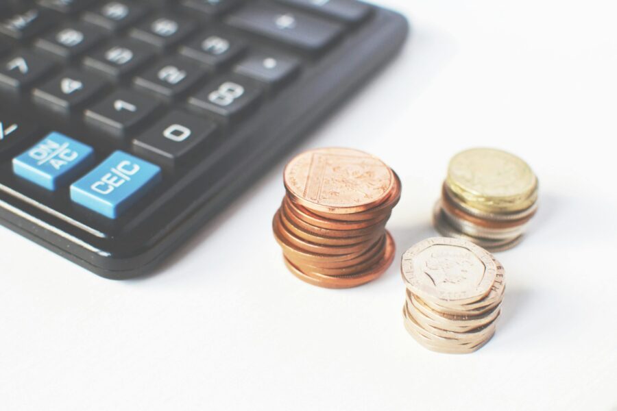 Picture showing calculator and change